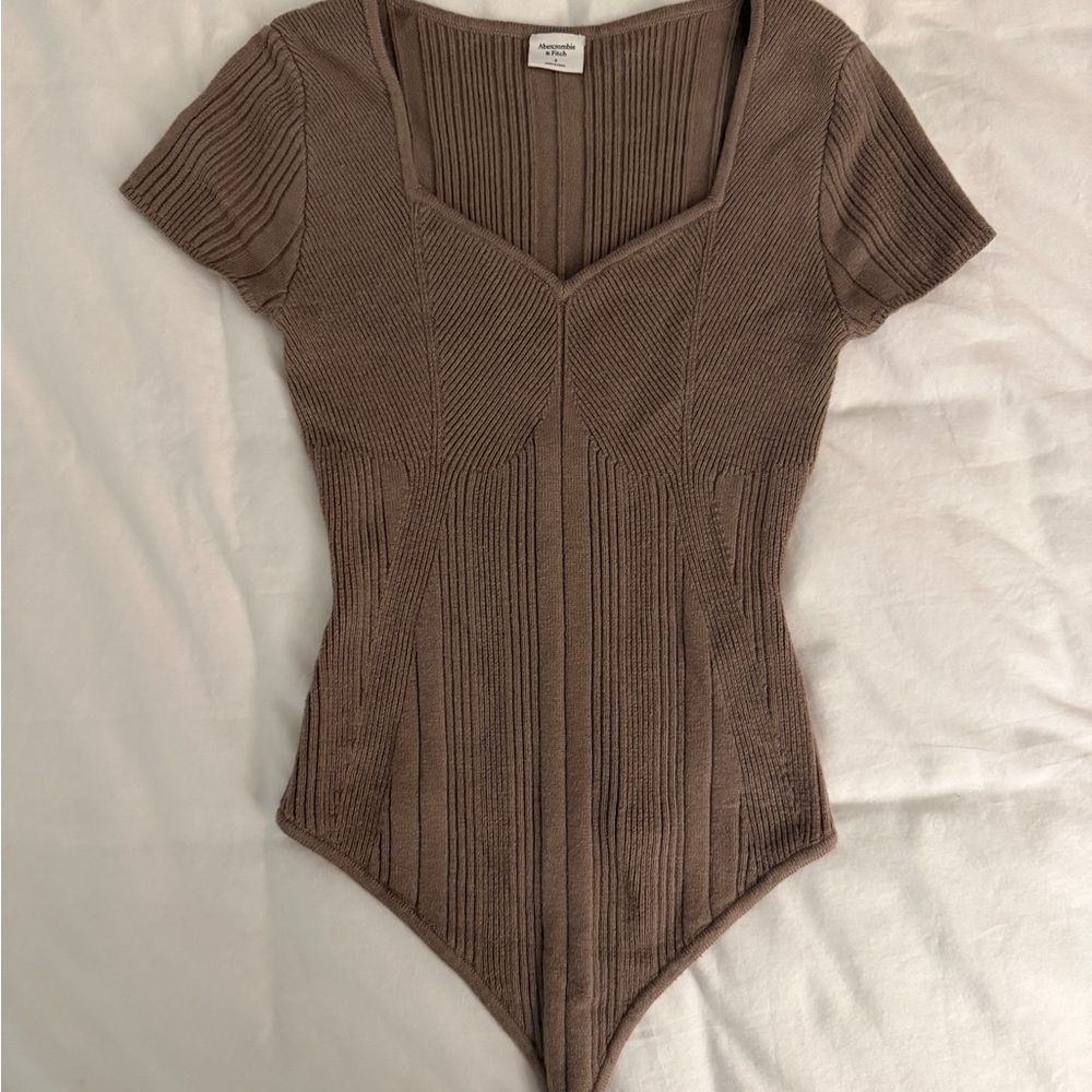 Abercrombie & Fitch Ribbed Bodysuit - Taupe